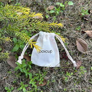 Sac à cordon en toile de coton imprimé personnalisé de bonne qualité, réutilisable, portable, avec logo, pour cadeaux - Product Image 2