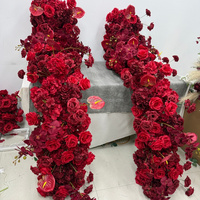 Décoration florale de table de luxe SMOOTH, centre de table en fleurs artificielles, rangée de roses rouges, guirlande pour la décoration de mariage et de fête