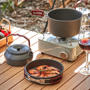 Ensemble de cuisine de camping XINXING personnalisé en aluminium, 6 pièces, avec vaisselle - Product Image 3