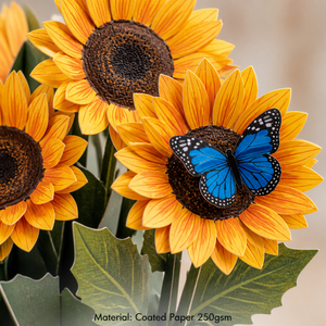 Carte de vœux 3D en forme de tournesol, faite à la main, en papier floral, forme personnalisée pour anniversaire, mariage, fête des mères - Product Image 4