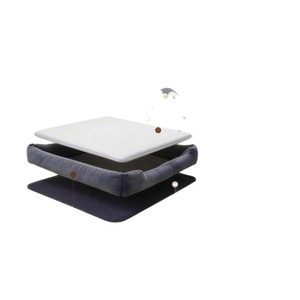 Saien Pet Bed Rectangle Grey Memory Foam Soft Touch Durable Fabric Washable Pet Sofa <b>Cushion</b> - Product Image 2
