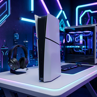 Support de console de jeu sans fil de haute qualité en alliage d'aluminium mince noir pour une conception antichoc, stockage vertical PS5