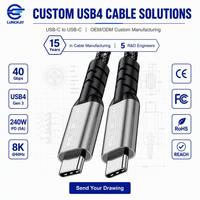 Cable USB4 Tipo C a Tipo C LUNG KAY OEM, 40 Gbps, 8K, 240 W, 5 A, Carga Rápida PD, Transferencia de Datos, Nailon Trenzado, Aleación de Metal