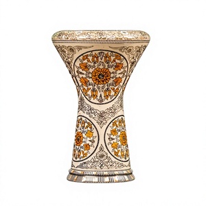 Authentique Tambour à Main en Aluminium Gawharet El Fan Peach Meadow Sombaty Darbuka 23cm pour Doumbek Artisanal Incrusté - Product Image 1