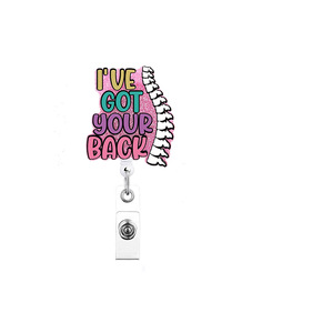 Acrylic glitter badge scroll with fun English lettering, featuring a rotating alligator <b>clip</b>, retractable pull tab, and - Product Image 5