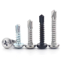 Matériau en acier bleu blanc noir Zinc fer croix encastrée vis à tête cylindrique auto-forage DIN 7504