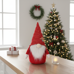 Christmas Special Christmas Gnome Sequin Knit <b>Hat</b> Gold Bow Plush Stuffed Doll <b>Holiday</b> Decor - Product Image 2