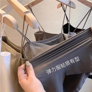 Haut court et personnalisé à bretelles Spaghetti pour femmes, chemisier avec soutien-gorge intégré, vêtement d'été Sexy - Product Image 6