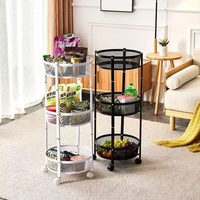Chariot utilitaire moderne en acier au carbone à 3 niveaux, pliable et mobile, pour cuisine et salle de bain, avec panier à outils, à collations et à fruits