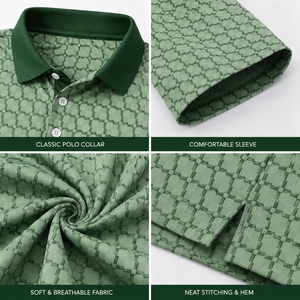 Polo de Golf Jacquard Verde Premium Personalizado para Hombre, Ropa Corporativa de Marca Privada con Tecnología de Absorción de Humedad, OEM - Product Image 3