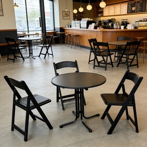 Ensemble <span class=keywords><strong>de</strong></span> meubles <span class=keywords><strong>de</strong></span> <span class=keywords><strong>jardin</strong></span> modernes pour terrasse, patio, appartement, <span class=keywords><strong>table</strong></span> <span class=keywords><strong>ronde</strong></span> et deux chaises pliantes <span class=keywords><strong>en</strong></span> résine - Product Image 4