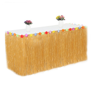 Falda de <span class=keywords><strong>mesa</strong></span> hawaiana Faldas de <span class=keywords><strong>mesa</strong></span> de hierba marrón <span class=keywords><strong>para</strong></span> falda de <span class=keywords><strong>mesa</strong></span> de fiesta de banquete de cumpleaños - Product Image 1