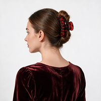 Pince à cheveux en plastique grande taille effet écaille de tortue 11 cm pour femmes, idéale pour cheveux épais