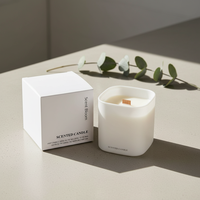 Individuelle Eigenmarke Trendige Pantone Weiße Quadratische Glasdose Sojawachs Handgemachte Premium Duftkerze für Raumduft-AROVI
