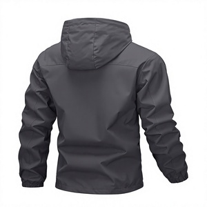 Veste softshell grise pour homme, col montant, fermeture éclair, poches, imperméable, coupe-vent, respirante, vêtements d'extérieur, coupe classique, toutes saisons - Product Image 2