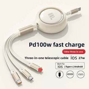 Cable DE DATOS PD27W tipo C para Android para <span class=keywords><strong>Huawei</strong></span> carga súper rápida compatible con impresora de carga Flash de un tirón tres elásticos - Product Image 2