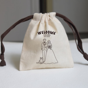 Bolsa de Lino Reciclado con Logotipo Personalizado, Bolsa de Almacenamiento de Joyas Reutilizable y Portátil con Cordón de Algodón, Asa de Cuerda, Diseño de Dibujos Animados, Plegable - Product Image 3