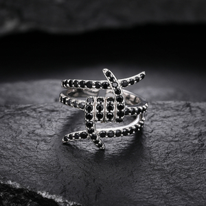 Vendita calda da uomo Fine regolabile anello con punta 925 in argento Sterling gemma gioielli per feste anello nero Moissanite - Product Image 2