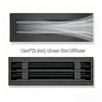 Diffuseur linéaire à fentes 12x4 po, grille de ventilation décorative noire en aluminium pour plafond, murs et sols
