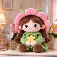 Poupée en peluche personnalisée Fille à Fleurs, Peluche Tressée Douce pour Fille, Vente en Gros OEM ODM, Logo Personnalisé pour Cadeaux d'Enfants et Cadeaux Promotionnels
