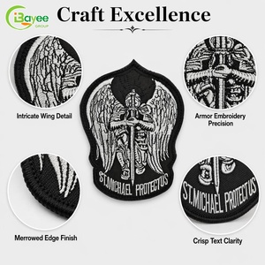 Eco-Friendly Canvas Fabric Sequins Embroidered Patch Tactical Badge Hook and Loop Patches - Product Image 1