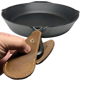 Custom-made PU leather pot handle covers, household heat-insulating frying pan handle <b>gloves</b>, snap-on pot handle protective - Product Image 1
