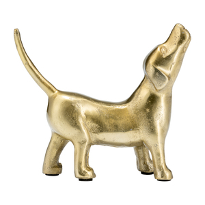 Scultura di Cane Urlante in Metallo con Finitura Dorata, Ornamento Decorativo per Soggiorno, Ufficio e Bagno - Product Image 1