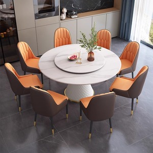 Phong Cách Hiện Đại Sang Trọng Bằng Đá Cẩm Thạch Thông Tư Bàn Ăn Ghế Đặt 4 6 8 Chỗ Ngồi Nhà Hàng Xoay Đồ Nội Thất Màu Trắng Bán Buôn Thiết Kế - Product Image 2