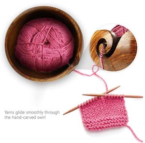 Ciotola in <span class=keywords><strong>Legno</strong></span> Fatta a Mano dal Design Unico per Filati e Accessori per Uncinetto con Fori per Lavori a Maglia, Regalo per la Festa della Mamma - Product Image 5