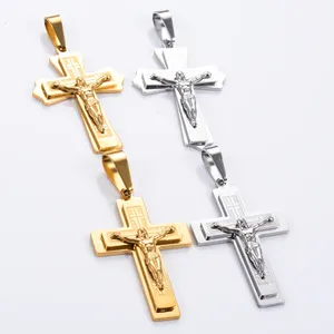Pendentif Croix en Acier Inoxydable Jésus Priant, Bijou Tendance Géométrique Classique pour Hommes et Femmes, Idéal pour Fêtes, Cadeau Vintage - Product Image 3