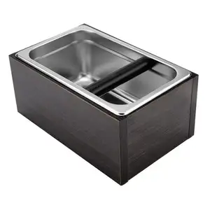 Stainless Steel Coffee Grounds Knock Out Box Classic Black Espresso Waste Bin Holder Coffee espresso knock box coffee