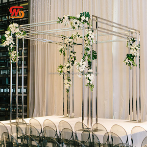SMOOTH Modern <b>Wedding</b> Stage Backdrop Metal Chuppah <b>Frame</b> Gold Square Arch Stand - Product Image 2