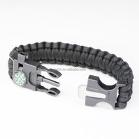 Bracelet de survie tactique multisports d'extérieur avec sifflet, allume-feu, boussole, paracorde, étanche, antichoc, écologique et léger