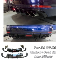 Nouveau diffuseur arrière noir brillant pour Audi A4 S4 B9 2017-2019, style S4, avec lèvre de séparation et sorties quadruples, fixation clip-on, ajustement direct pour pare-chocs d'origine