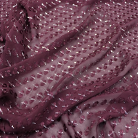 Tissu Jacquard en Soie Métallique Brillante Rouge Foncé Prêt à l'emploi, Doux et Respirant, avec Lurex Argenté, pour Châle de Luxe Féminin, Mousseline et Dirac