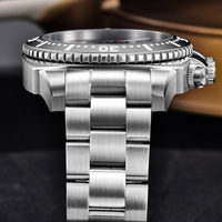 LIGE FE-1008 Montre mécanique à remontage automatique pour homme en saphir, acier inoxydable de luxe, étanche 100M, montre automatique VD57 + boîte cadeau