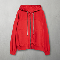 Sweat-shirt à capuche noir zippé en coton French Terry, veste décontractée unisexe pour l'automne