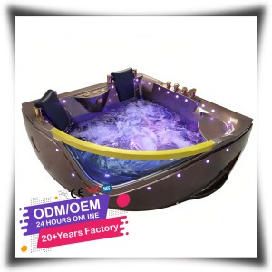 Vasca Idromassaggio Angolare Triangolare HG Colore Caffè per 2 Persone, Finitura Personalizzata, Rubinetto, Vasca Spa Lusso con Getti Idromassaggio per Bagno - Product Image 1