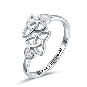 925 sterling silver I love you forever Celtic knot adjustable ring for women