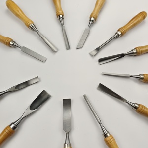 12 pièces bricolage ensemble de sculpture sur <span class=keywords><strong>bois</strong></span> de qualité industrielle en acier au Chrome Vanadium avec ciseaux et poinçons en <span class=keywords><strong>bois</strong></span> de hêtre - Product Image 2