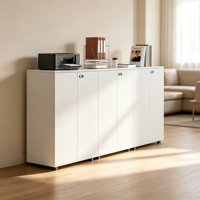 Armoire de bureau blanche avec serrure, étagère ouverte, multifonction, faible hauteur, pour le rangement des dossiers et des fournitures de bureau