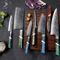 Coffret de 10 couteaux de cuisine professionnels japonais KEENHOPE en acier Damas, 67 couches, cœur VG10, couteau de chef Santoku, manche octogonal en résine maillée