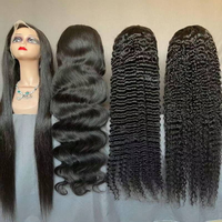 Perruque Lace Frontale 13x6 13x4 en Cheveux Humains 100% Naturels, Ondulation Profonde, Noire Naturelle, Pré-Pluckée, 10-40 Pouces, Vente en Gros