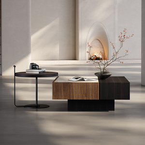 Italian Style <b>Square</b> Coffee Table <b>Set</b> Modern Minimalist Design Living Room Furniture with Storage Space - Product Image 3