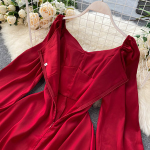 Vintage <strong>Green</strong>/Blue Knee-length <strong>Dress</strong> Casual <strong>Long</strong> Sleeve High Waist Single-breasted <strong>Dress</strong> Female Autumn New Fashion Elegant <strong>Dress</strong> - Product Image 6