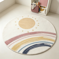 Tapis rond pour enfants antidérapant, lavable en machine, non toxique, moderne, abstrait, arc-en-ciel, pour chambre d'enfant