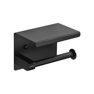 Portarotolo per <span class=keywords><strong>Carta</strong></span> Igienica in Acciaio Inox 304 Nero Opaco con Ripiano Portaoggetti, Accessorio per Progetti <span class=keywords><strong>Bagno</strong></span> Hotel - Product Image 1
