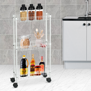Chariot de service à 3 niveaux, étagère de cuisine, chariot utilitaire roulant, chariot de rangement fin en métal - Product Image 2