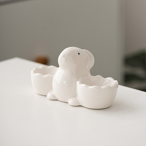 Décoration de Pâques pour la maison, porte-œufs en céramique à double support en forme de lapin, articles de décoration pour la maison, cadeaux de Pâques, porte-œufs - Product Image 4