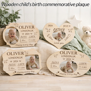Décoration murale en bois pour chambre d'enfant, cadeaux de naissance, ornement commémoratif créatif - Product Image 5